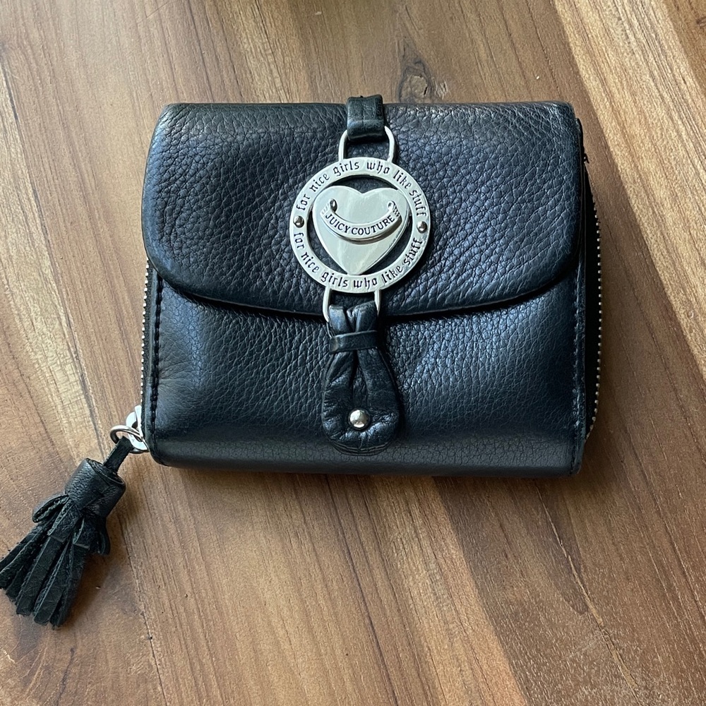 Juicy Couture Black Leather Wallet with Tassel